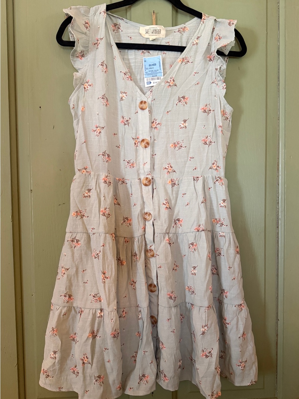 Sweet Wanderer Cream dress with pink floral print